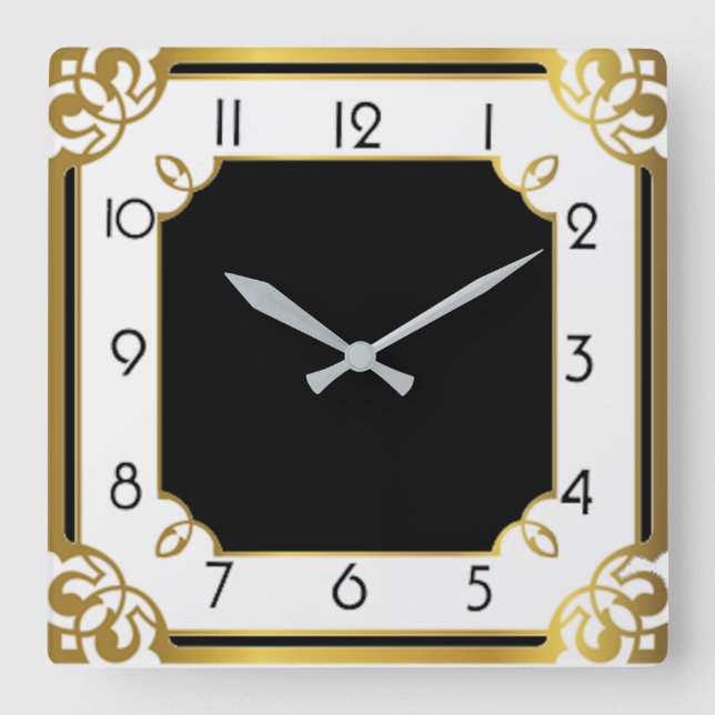Art Deco Square Wall Clock (Front)