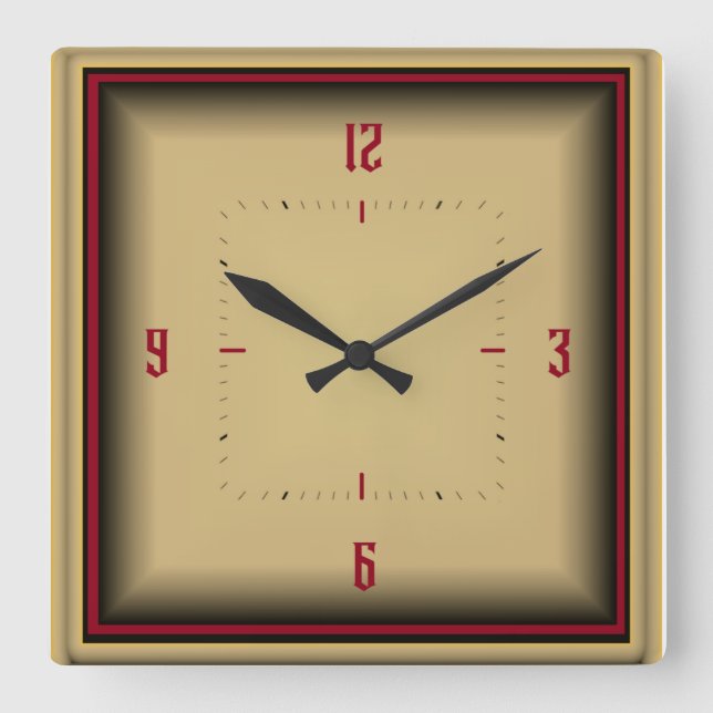 Art Deco Square Wall Clock (Front)