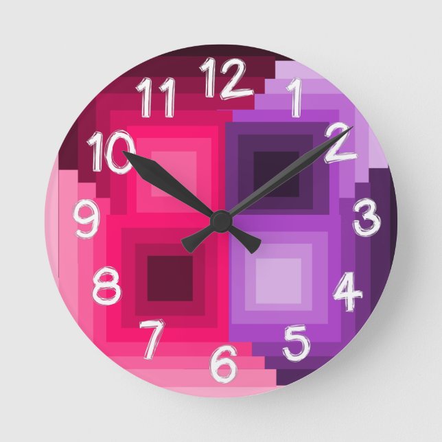 Art Deco Squares  Round Clock (Front)