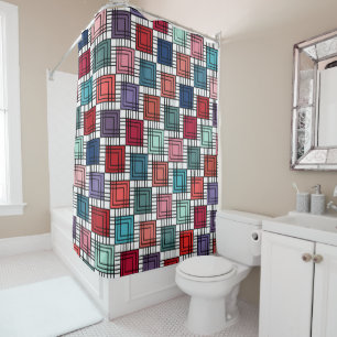 Art Deco Squares Shower Curtain