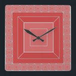 Art Deco Squares Square Wall Clock<br><div class="desc">This wall clock has an art deco design of squares with another square around it and another square with diagonal lines so it looks like a button on a keyboard.</div>
