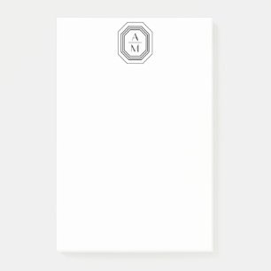 Art Deco Stacked Monogram Logo Black/White Post-it Notes