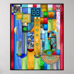 Art Deco Stained Glass 1 Poster<br><div class="desc">16” x 20” poster of a stained glass artwork with Art Deco flair,  reminiscent of certain 1920s works. See matching wrapped canvas print,  acrylic wall art,  metal wall art and wall decal. See the entire This & That Poster collection in the ART & POSTERS section.</div>