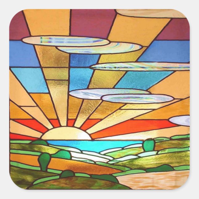 Art Deco Stained Glass 1 Sticker (Front)