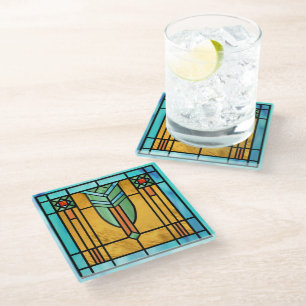Art Deco Stained Glass 3 Coaster