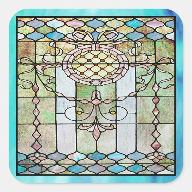 Art Deco Stained Glass 4 Sticker (Front)