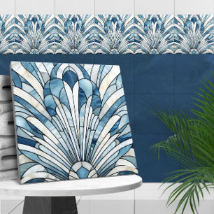 Art Deco Stained Glass Mosaic Scallop Shell Tile