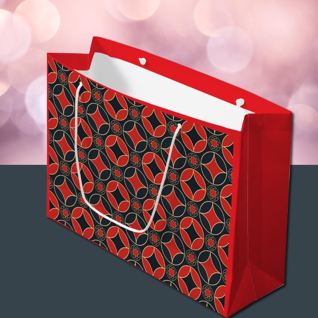 art deco stars in red and black  large gift bag (Creator Uploaded)
