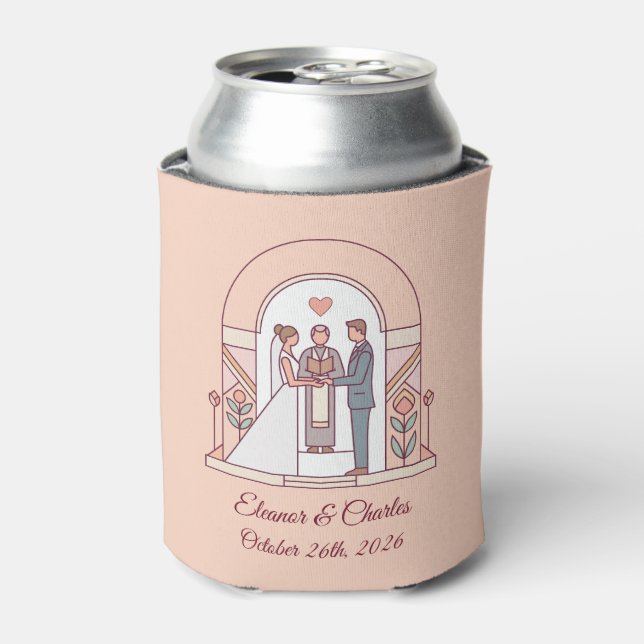 Art Deco Storybook Wedding Can Cooler (Can Front)
