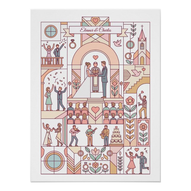 Art Deco Storybook Wedding Poster (Front)