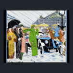 Art Deco Street Scene Poster<br><div class="desc">Art deco street scene with art deco woman's fashion.</div>