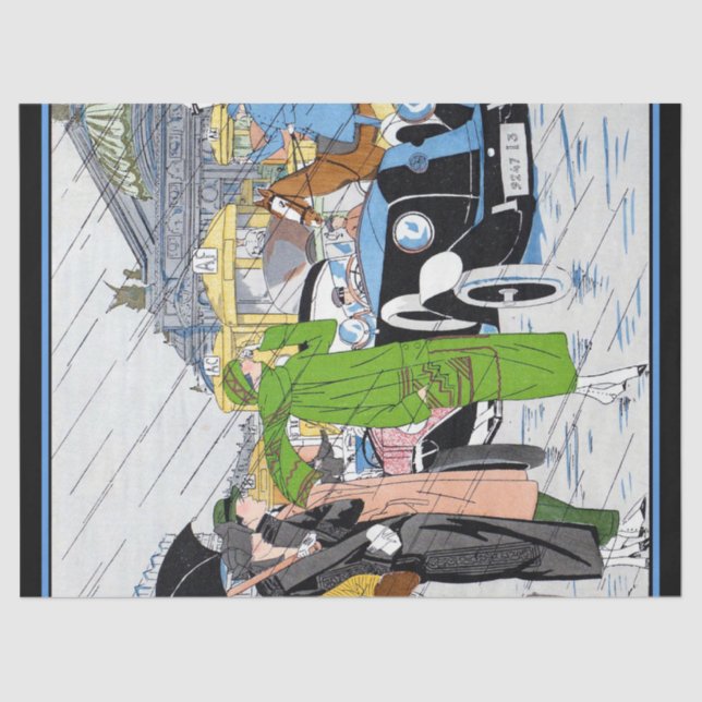 Art Deco Street Scene Tissue Paper (Front)