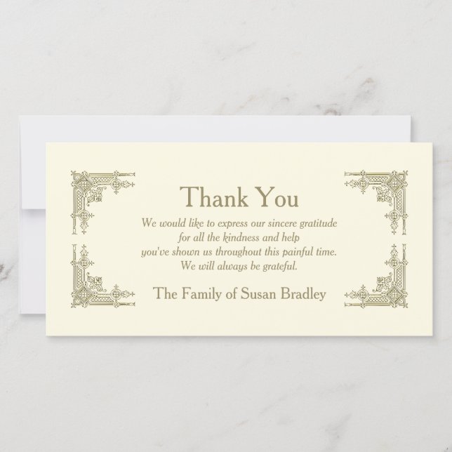 Art Deco Style 1 Sympathy Thank You (Front)