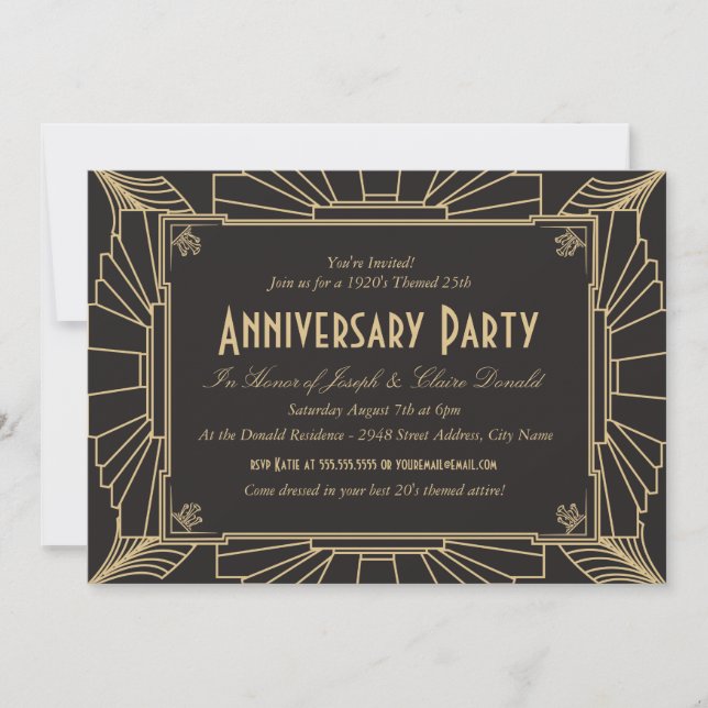 Art Deco Style Anniversary Invitation (Front)