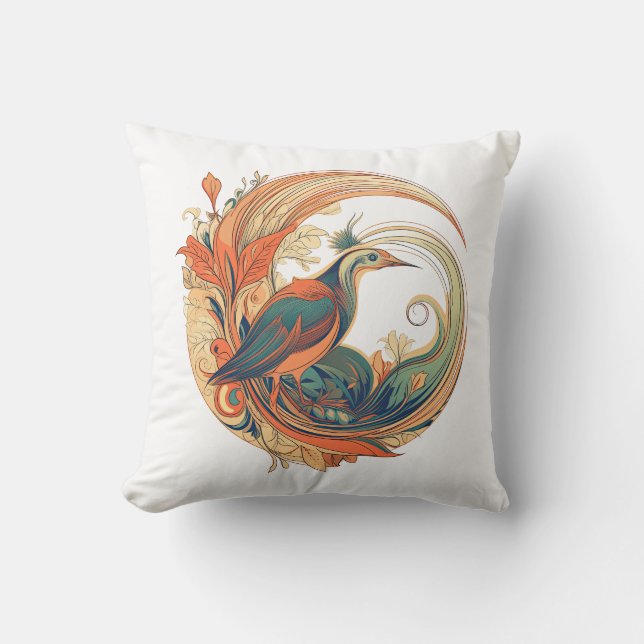 Art Deco style bird of Paradise design Cushion (Front)
