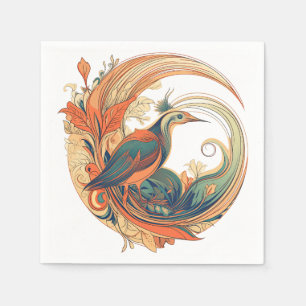 Art Deco style bird of Paradise design Napkin