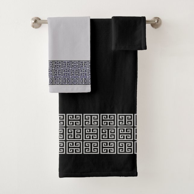 Art Deco Style Black and Grey Towel Set (Insitu)