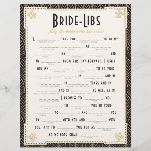 Art Deco Style Bride Libs Game