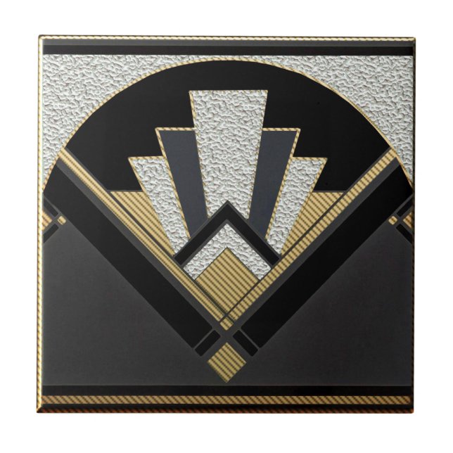 Art Deco Style Ceramic (Silver/grey ) Tile (Front)