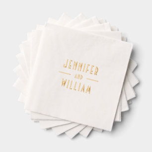 Art Deco Style Couple'S Name Foil Napkins