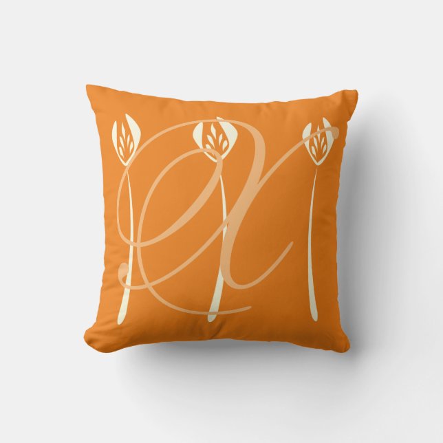 Art Deco Style Floral Fall Autumn Monogram Cushion (Front)