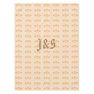 Art Deco Style Floral Pattern Monogrammed Tablecloth