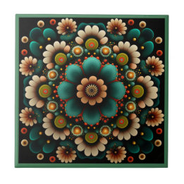 Art deco style flower pattern ceramic tile