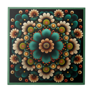Art deco style flower pattern ceramic tile