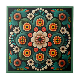 Art deco style flower pattern ceramic tile