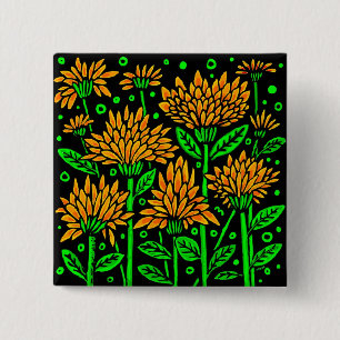 Art Deco Style Flowers 15 Cm Square Badge