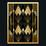 Art Deco Style Geometric Poster<br><div class="desc">I created this Art Deco Geometric Style Poster using commercial pattern templates. In black and gold it epitomizes Art Deco. This poster co;uld be framed and hung on a wall in your home. Please see side menu for sizes.</div>