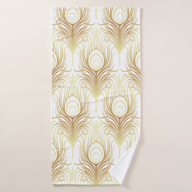 Art deco style geometric seamless pattern in black bath towel (Bath Towel)