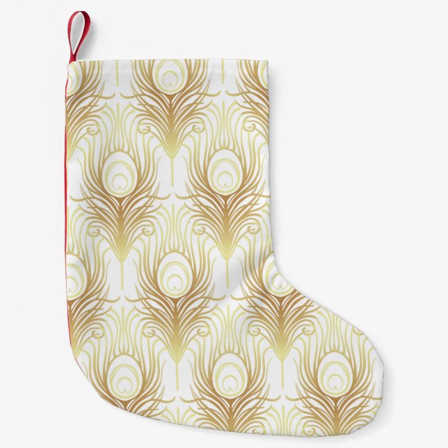 Art deco style geometric seamless pattern in black small christmas stocking (Front)