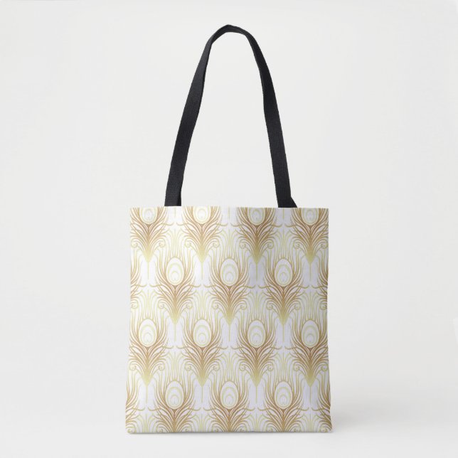 Art deco style geometric seamless pattern in black tote bag (Front)