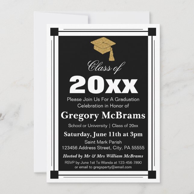 Art Deco Style Graduation Party Invitation (Front)