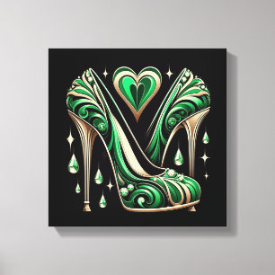 Art Deco Style Green Stilettos Canvas Print