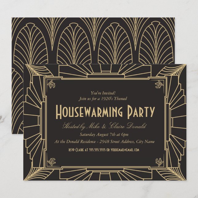 Art Deco Style Housewarming Party Invitation (Front/Back)