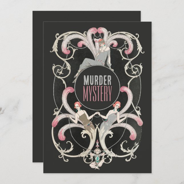 Art Deco Style, Murder Mystery Birthday Party Invitation (Front/Back)