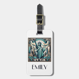 Art Deco style New York illustration Luggage Tag