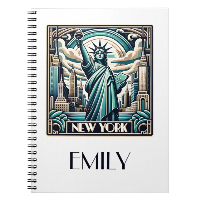 Art Deco style New York illustration Notebook (Front)