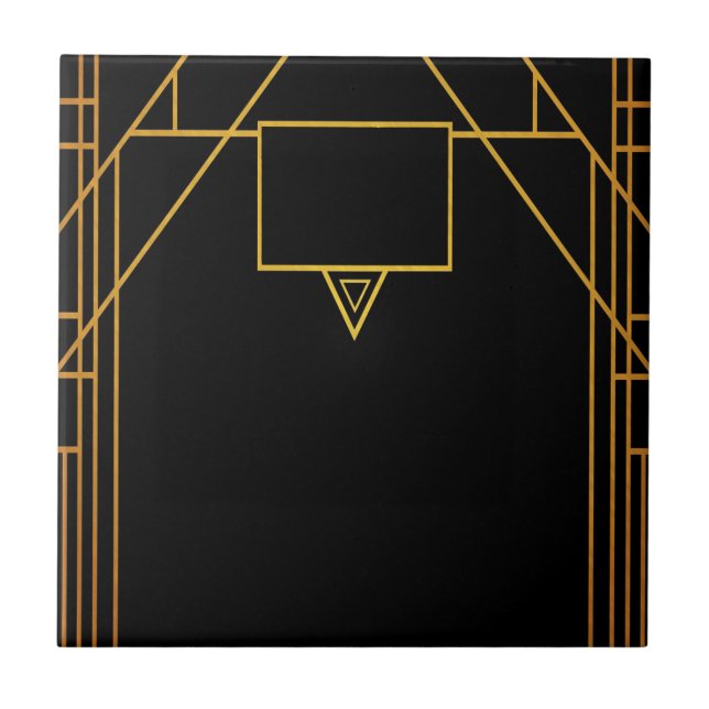 Art deco style pattern in classic black and gold tile (Front)