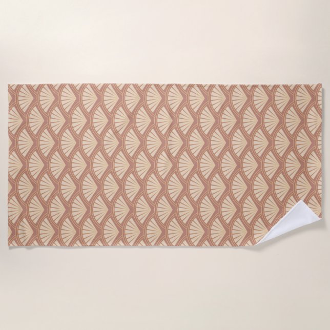 Art Deco style pattern in rose colour  Beach Towel (Front)