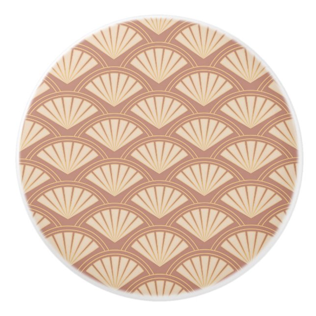 Art Deco style pattern in rose colour Ceramic Knob (Front)