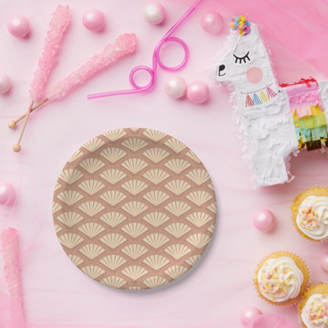 Art Deco style pattern in rose colour Paper Plate (Party)