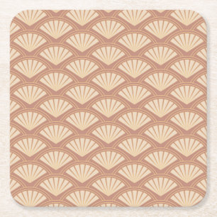 Art Deco style pattern in rose colour Square Paper Coaster