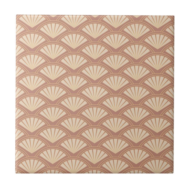 Art Deco style pattern in rose colour Tile (Front)