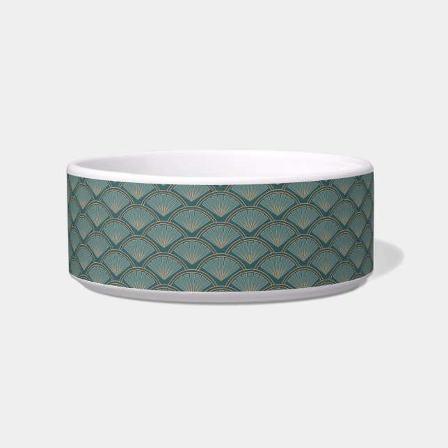 Art Deco style pattern in teal blue colour Bowl (Front)