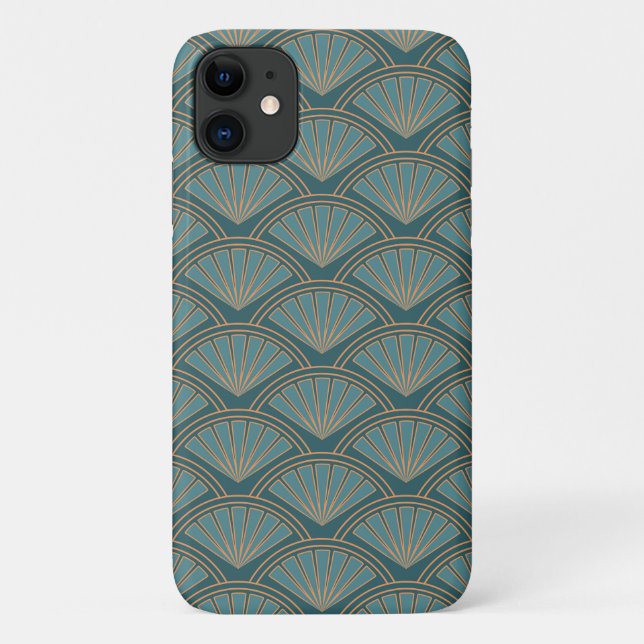 Art Deco style pattern in teal blue colour Case-Mate iPhone Case (Back)