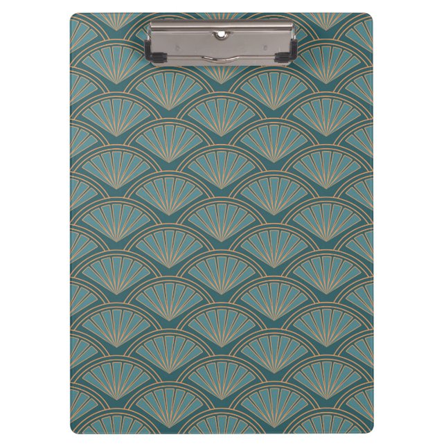 Art Deco style pattern in teal blue colour Clipboard (Front)