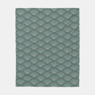 Art Deco style pattern in teal blue colour Fleece Blanket
